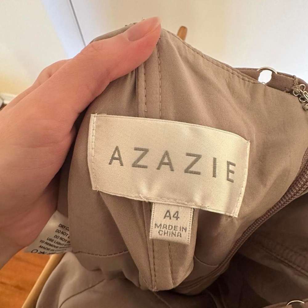 Azazie Strapless Taupe Dress - Picture 6 of 6